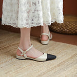 New 2025 Summer Women's Sandals Elegant Medium Heel Toe Mules Comfortable Office Women's Shoes Buckle Heels Dress Shoes