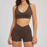 Women' Sports High Waist Shorts Set Fitness Cycling Elastic Sports Pants Yoga Bra Set Gym Sportswear Workout Set Athletic