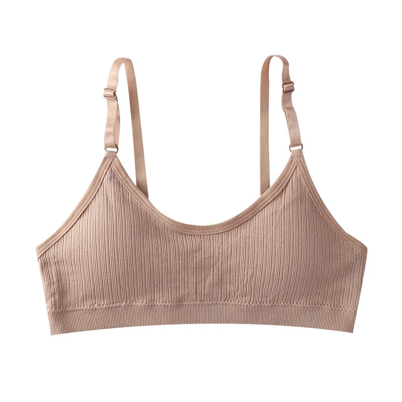 Women Seamless Tube Top Push-Up Bra Removable Pads Ribbed Bralette Adjust Straps Soft Stretchy Non-wire Underwear Sexy Lingerie