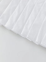 Summer Women's Ruched White Shirts Solid Color Bubble Short Sleeve Button Down Tops Casual Fashion Blouse
