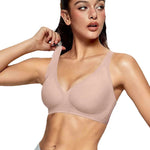 Womens Deep V Wireless Bras Wire-free Comfortable Bra Full Cup Supportive and Breathability Bra Plus Up Beautiful Sexy Daily Bra