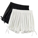 Women Lace Short Panties Imitation Silk Ruffle Bloomers Anti Exposure Safety Pants Lolita Satin Knickers Shorts Dress Pettipant