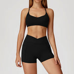 Women's Yoga 2-Piece Hip Lifting Tight Fitting Naked and Beautiful Back Set Outdoor Sports and Leisure Running Fitness Suit