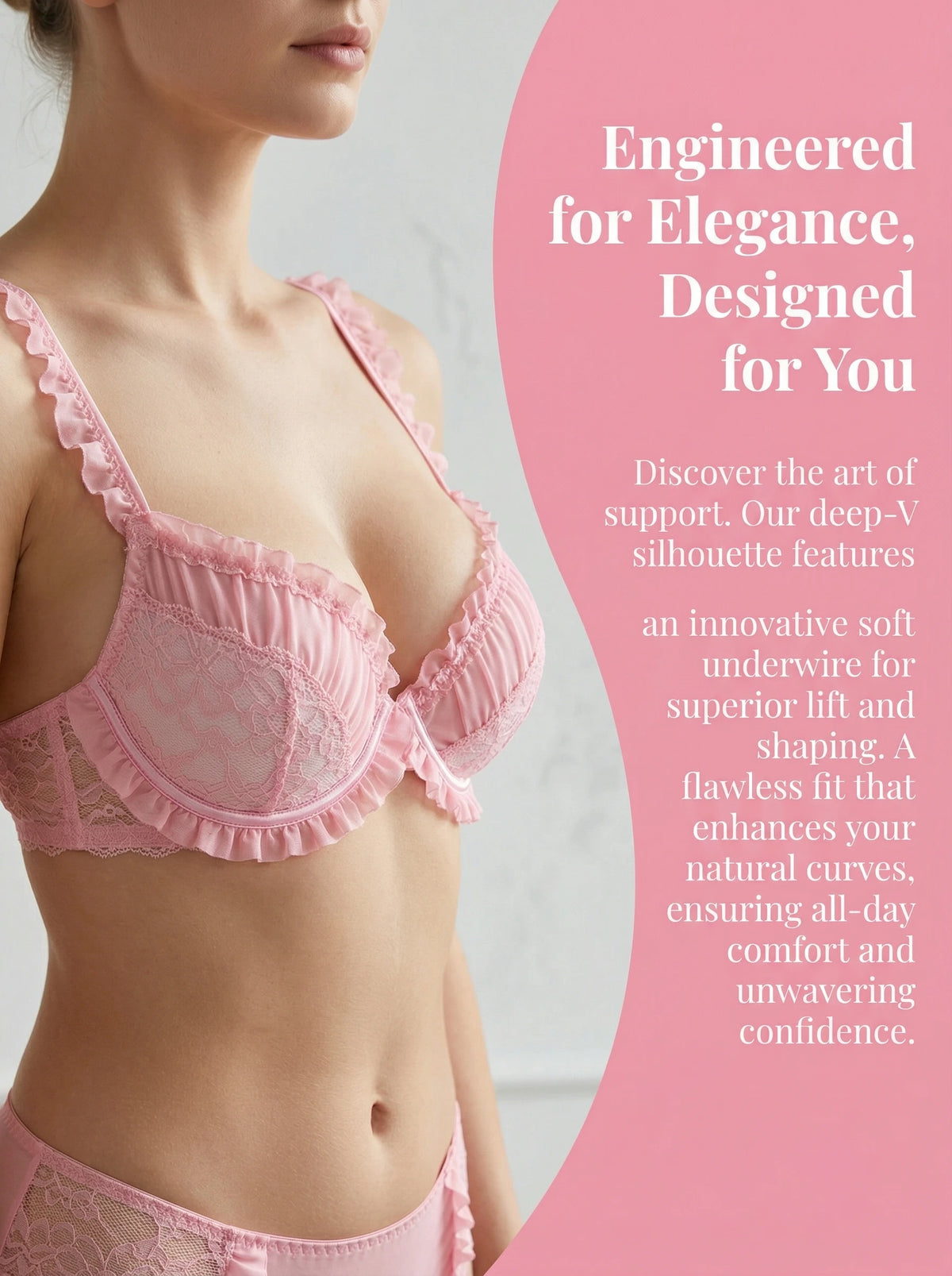 Women Lace Bra Set Ruffle Trim Ultra bra Push Up bra Beautiful lingerie set For Daily Wear underwear set MR3652