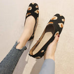 Spring and Autumn Flat Shoes Fashion Leisure Women's Flat Shoes Square Toe Knitting Elastic Comfortable Slip-on Boutique Shoes