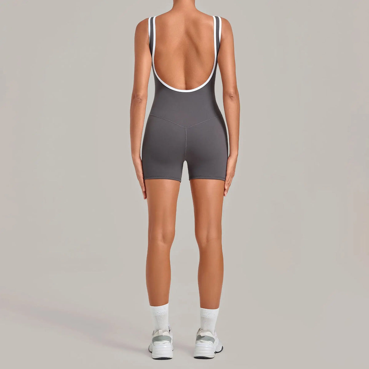 Women's Seamless Yoga Jumpsuits Sports Fitness Gym Sleeveless Backless Hip-lifting Shorts One-piece Training Workout Jumpsuit