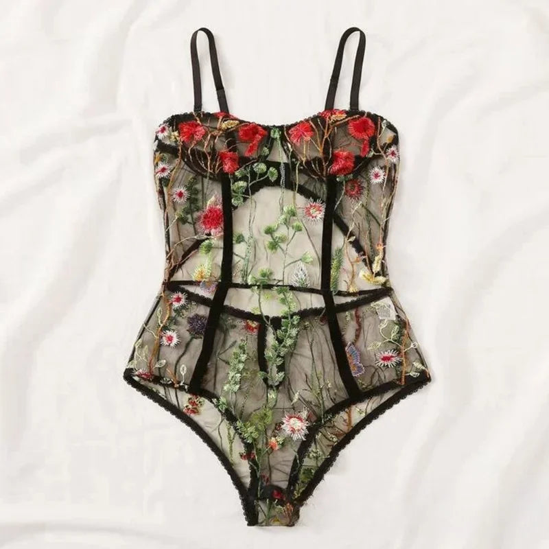 Toucheart Sexy Lingerie Embroidery Underwear Hollow Lace One-piece Suspender Nightgown Transparent Porn Sexy Female Lingerie New