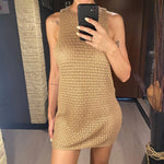 2026 Sexy Backless Cut Out Crochet Knitted Tunic Beach Cover Up Cover-ups Beach Dress Beach Wear Beachwear Female Women V5461