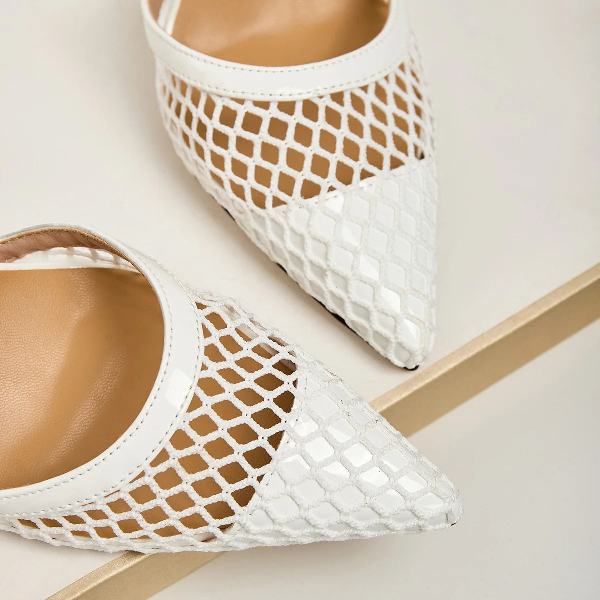 2026 Summer New Style - Three-color Mesh Open Toe Business Shoes with Round Tops, Small Inner Cuts, Thin High Heels