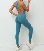 Seamless High-Waisted Peach Hip Yoga Jumpsuit for Women - Fast Drying Sweat-Wicking Tight Running Sports Jogging Gym Activewear