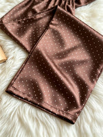 Autumn Women Satin Sleepwear Set Retro Polka Dot Round Neck Top and Pants Elegant Comfortable Pajamas for Home