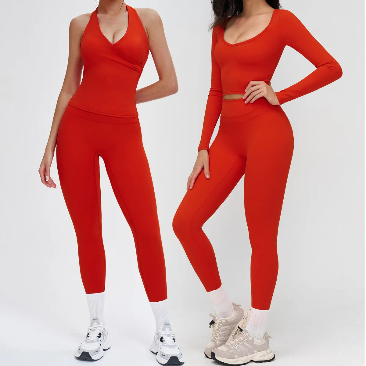 2 Pieces Sportswear Women Yoga Set Gym Clothes Fitness Set Outfit Outdoor Long-Sleeved Shirt Tracksuits Sports Bra Gym Leggings