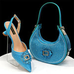 doershow Italian Shoes And Bag Sets For Evening Party With Stones Italian Leather Handbags Match Bags!HFG1-21