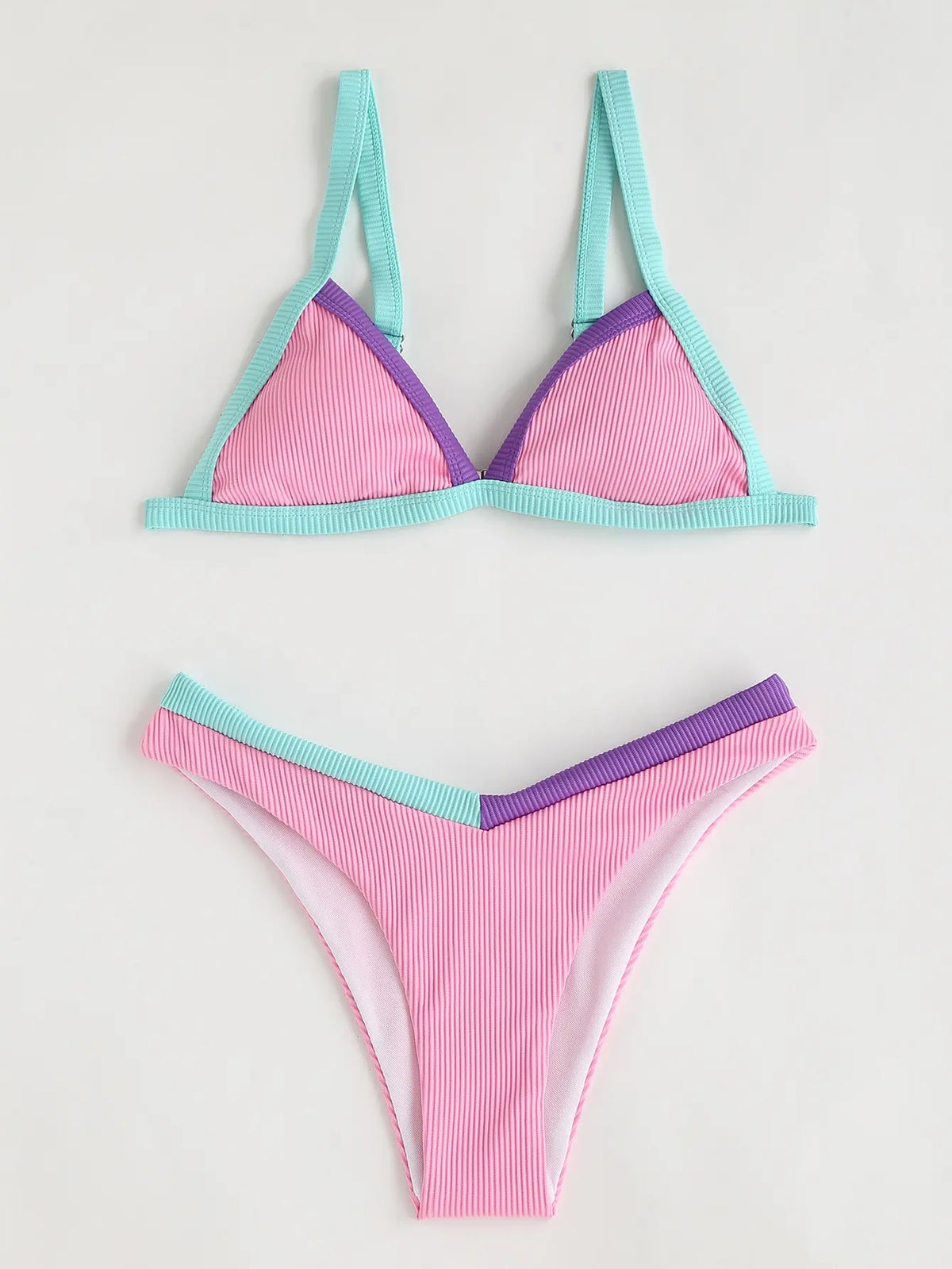 ZTVitality Contrast Binding Triangle Women's Swimsuit High Cut Sexy Bikini 2022 New Arrival Biquini Padded Bra Push Up Swimwear