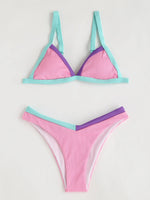 ZTVitality Contrast Binding Triangle Women's Swimsuit High Cut Sexy Bikini 2022 New Arrival Biquini Padded Bra Push Up Swimwear