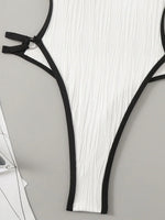 Hollow Out Wrinkled Swimsuit Backless Monokini Women Thong Swimwear One Piece Swimsuit Female High Cut Bathing Suit Beach Wear