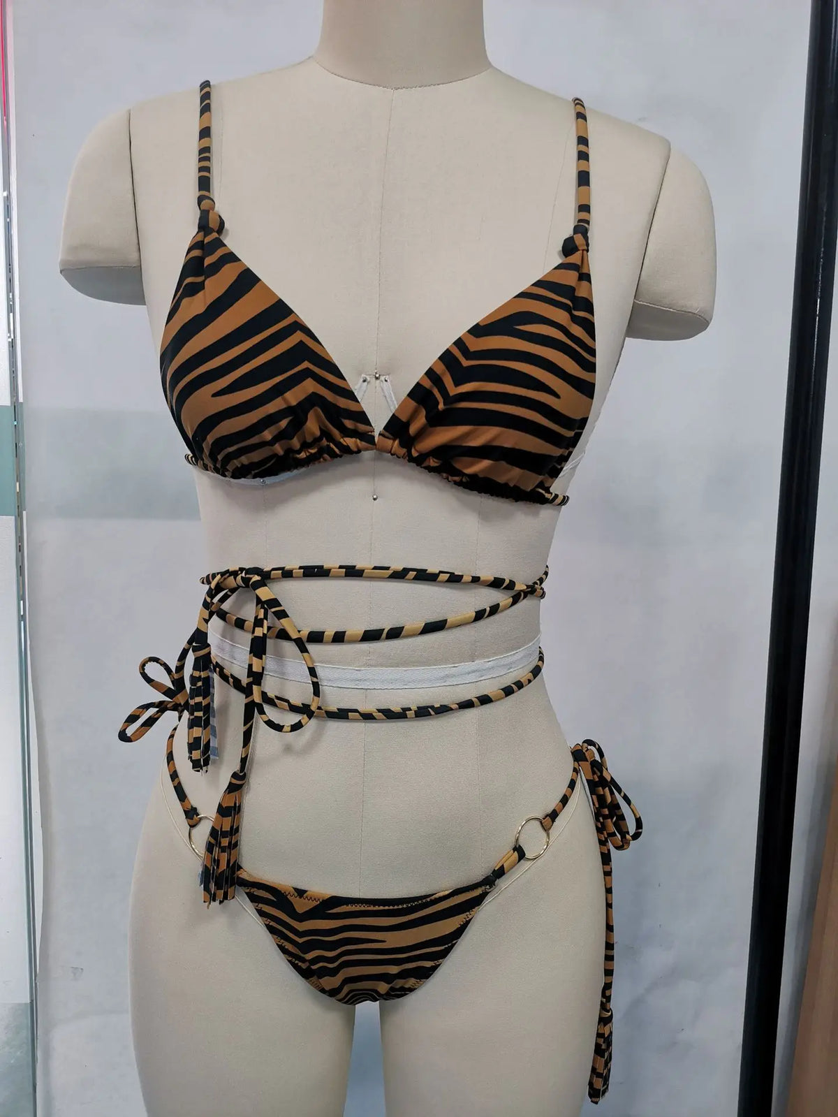 Print Triangle Bikini Set Women Split Swimwear Sexy Bandage Design Micro Bikini Beachwear Summer New Lady Swimming Bathing Suit
