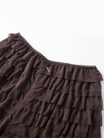 Women’s Layered Ruffle Bloomers Fashion Low Waist Bow Front Solid Color Shorts Casual Summer Mini Shorts