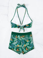 2026 Halter Bikini Set Short Swimsuit Women High Waist Swimwear Female Printed Bathers Swimming Bathing Swim Suit Beachwear
