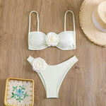 Sexy 3D Flower Micro Bikini 2024 Women Black White Patchwork Push Up Swimsuit Biquini Summer Bathing Suit Triangle Mini Swimwear