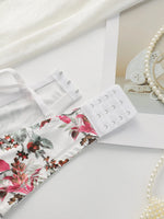 Floral Print Push Up Corset Bra For Women Sexy Longline Bustier Top Underwire Lingerie With Adjustable Straps B6060