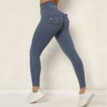 Women's Seamless Yoga Leggings Pants Sports Fitness Peach Hip-lifting Workwear Pocket Tight Trousers Workout Gym Leggings