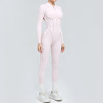Padded Women Long Sleeve Sport Yoga Jumpsuit Workout Clothes for Women Sportwear Backless Zipper Fitness Gym Outfit