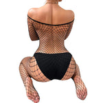 Off-Shoulder Sexy Full Transparent Underwear Woman Orgy Clothing Desire Call Crotchless Body Stockings Half Sleeve Bodysuit Open