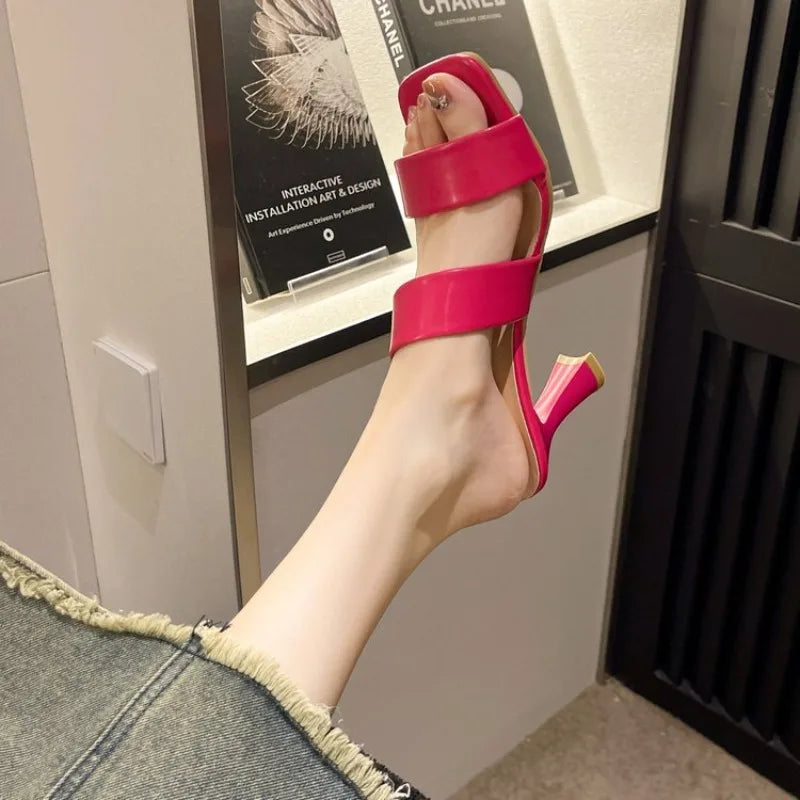 Summer Outdoor Wear Thick Heel2026 Line Open Toe Fashion High HeelSandals