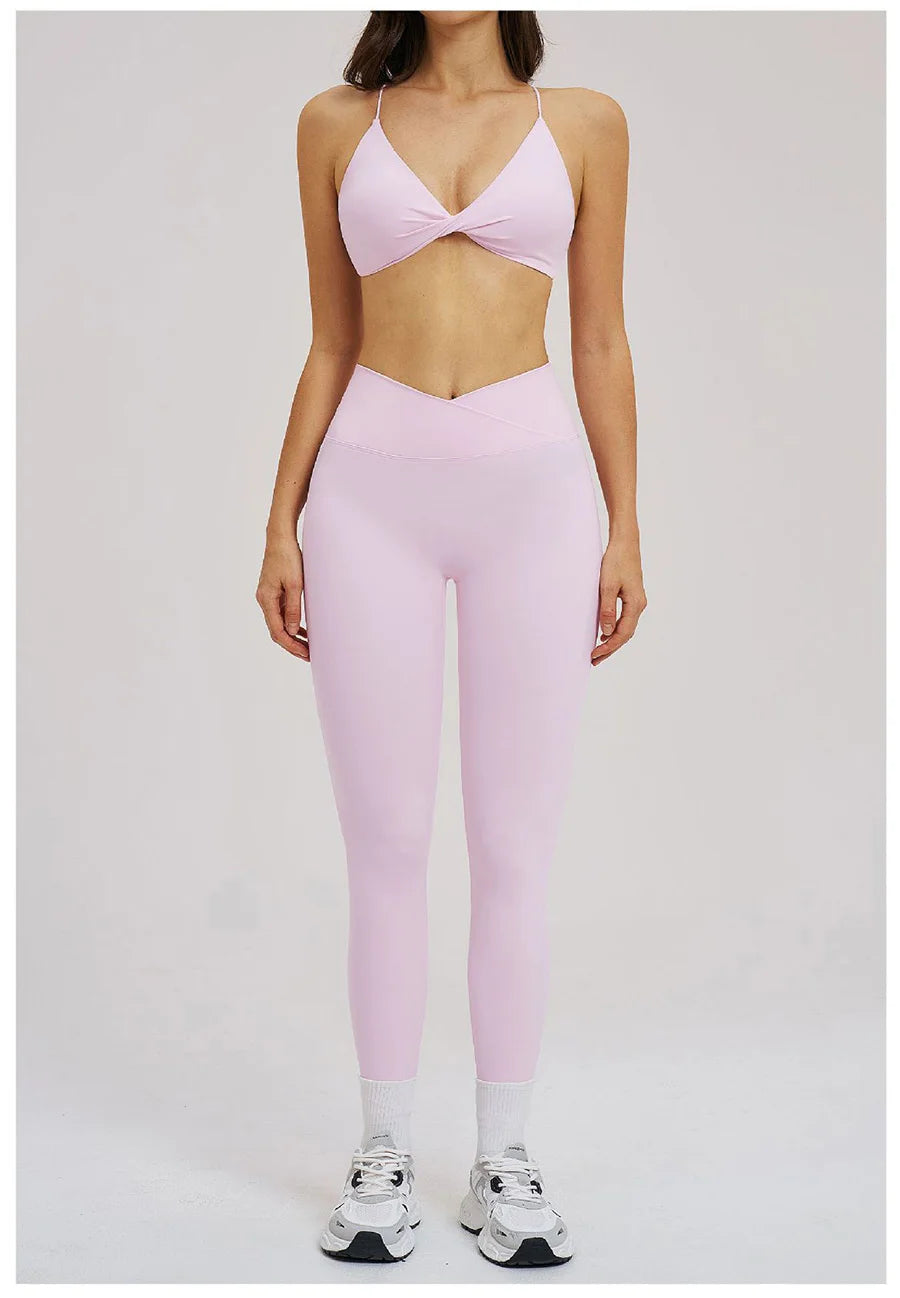 2PCS Yoga Suit Sports Set Women Fitness Quick-Drying Gym Tracksuit Running Nude Feeling Workout Outfit Sport Bra Leggings Suit