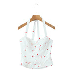New Elegant Style Sexy Sweet Hot Girl Heart Print Slim Fit Strap Camisole Lace Trimmed Back Zipper Sleeveless Vest Charming GT1L