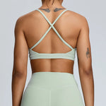 Solid Color Cross Back Women Fitness Underwear Sports Bra Running Top Gym Yoga Athletic Tight Workout Jog Soft With Backless Bra