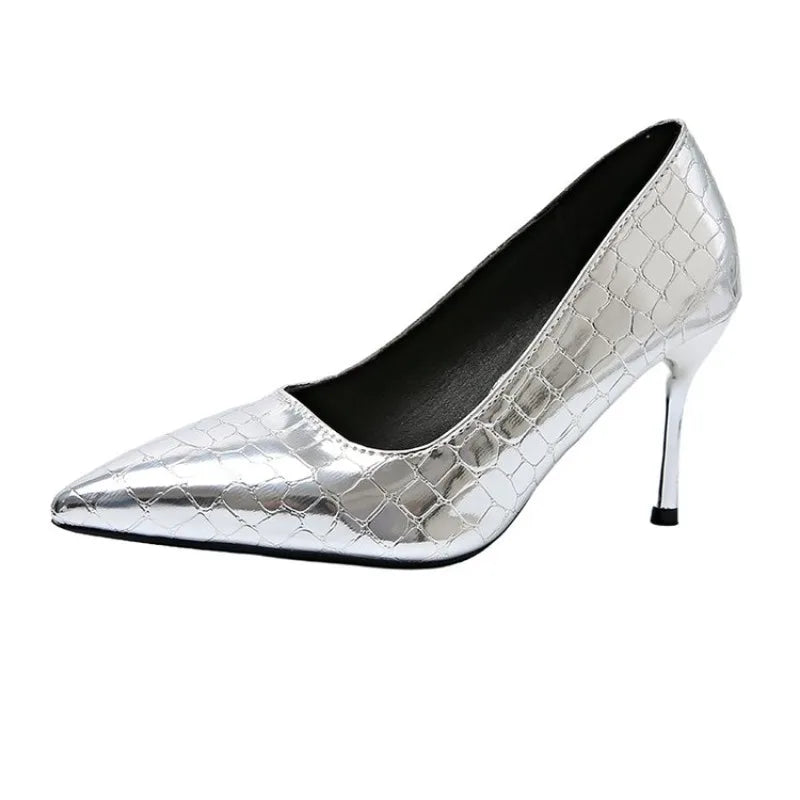 Sandals Summer New Pointed Head Shallow Mouth Metal Buckle Non-slip Wear-resistant High Heel Baotou Shoes
