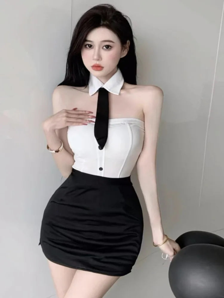 Halloween Latex Nun Costumes Women Sexy Black Leather Bodysuit with Headwear Nun Cosplay Dress Outfits Carnival Party Clothes