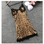 Summer lace leopard print sexy suspender skirt with chest pad suspender nightdress