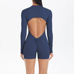 Women's Yoga Jumpsuits Sports Fitness Backless Half Zipper Peach Hip-Lifting Naked Feel Gym Running Workout One-Piece Bodysuits