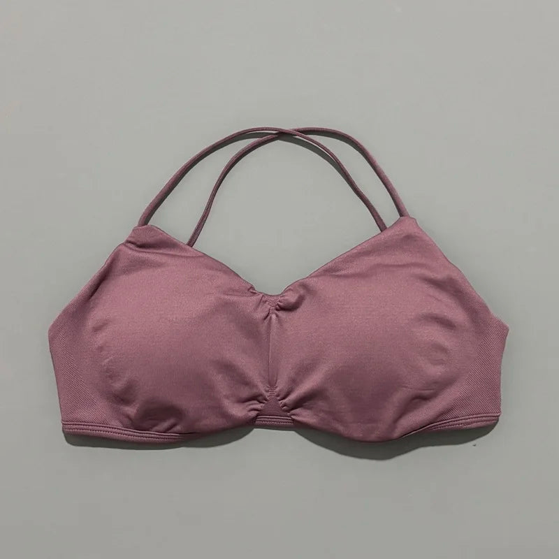 HISTELLO Vision Sports Bra Woman Seamless Yoga Underwear Removable Bra Pads V-shape Scoop Backless Sportswear Workout Gym Tanks