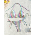 Colorful Snake Skin Halter Strappy Bikini Female Swimsuit Women Swimwear Two-pieces Bikini set Bather Bathing Suit Swim V5822