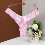 Women's Panties Sexy Lace T Back Woman G-String Solid Mid Waist Hollow Out Thong Transparent Underwear V-shape Girl Erotic Panty