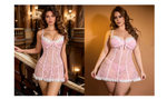 Black Sexy Lace Ruffled Suspender Babydoll Nightdress for Women Push Up Chemise Sleepwear Lingerie