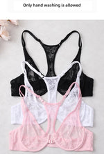 3-Piece Plus Size Lingerie With Lace Front Buttons For Women BrassiereAdjustable Underwear Comfort And Breathability Bra