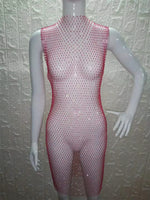 12 Colors New Sexy Mesh Diamond Crystal Turtleneck Dress Swimsuit Bikini Cover Up Nightclub Beach Cover Ups for Swimwear Women