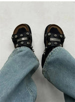 2025 Brand New Big Size 45 Denim Leisure Mules Shoes Women Trendy Comfy Walk Casual Clogs Flats Outdoor Slipper Men Slides
