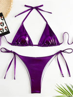 Sexy Brozing Gold Bikinis Sets Women Push Up Micro Bikini Swimsuit 2026 Brazilian Beach Bathing Suit Tie Side Triangle Swimwear
