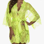 Romantic Lace Robe Set Women Sheer Floral Babydoll Lingerie Nightwear Belt Elegant Bridal Boudoir Sleepwear Mesh Nightgown