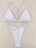 Sexy Pearl Bikinis Extreme Mini Micro String Bikini Female Swimsuit Women Thong Swimwear Two-pieces Bikini Set Bathing Suit Swim