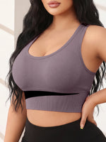 Size Wirefree Sports Yoga Bra, Solid Color High Elastic Breathable Bra with Removable Cups, All Season Casual Wear