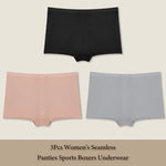 3Pcs Women's Seamless Panties Sports Boxer Underwear Female Solid Color Comfortable Briefs Cozy Lingerie Intimate Underpant S-XL