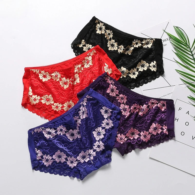 Sexy Lace Flowers Embroidery Panties for Women Underwear Low Waist Briefs Summer Breathable Comfort Shorts 15 Color Lingerie