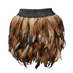 Womens Faux Feather Mini Skirt Elastic Mid Waist A-line Skirt Ladies Mardi Gras Outfit Festivals Carnival Dance Party Supplies